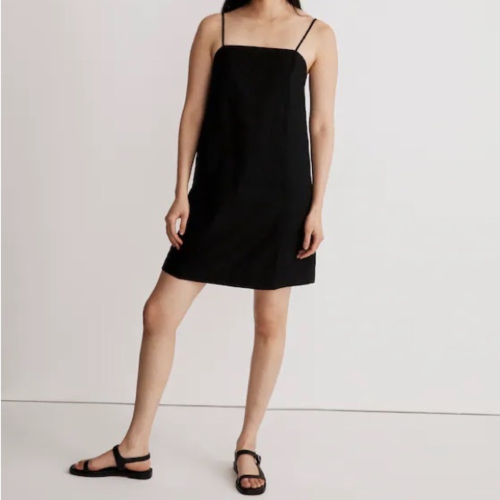 Madewell Goldie Mini Dress Linen Black Size 0